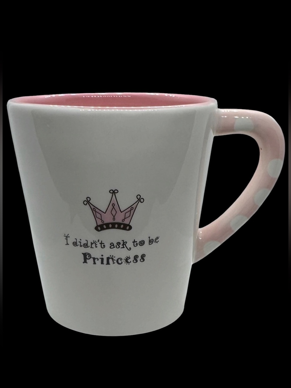 GANZ White and Pink Ceramic Mug with Crown Motif I Didn’t Ask to be Princess